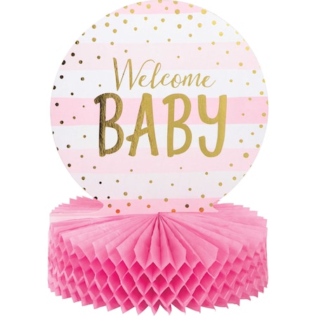 Creative Converting Pink and Gold Celebration Baby Shower Centerpiece, 9"x12", 6PK 346388
